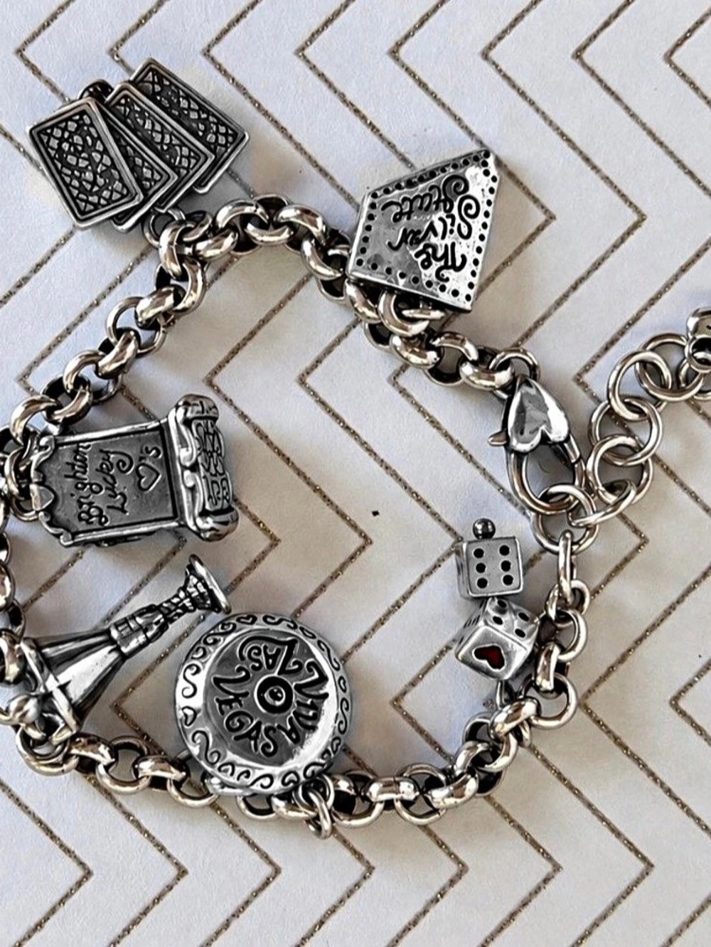 Brighton Viva Las Vegas Charm Bracelet Silver & Red